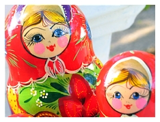 colorful wooden dolls that hide tinier versions of them inside...a doll within a doll within a doll within a doll...